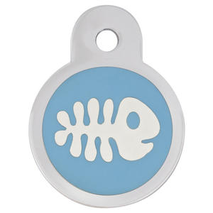 Hillman Group Placa de Identificación Circular Grabable Diseño Pescado Azul para Gato, Chico Hillman Group Placa de Identificación Circular Grabable Diseño Pescado Azul para Gato, Chico