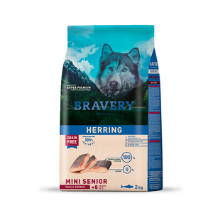 Bravery Alimento Seco Natural Libre de Granos para Perro Senior Raza Pequeña Receta Arenque, 2 kg Bravery Alimento Seco Natural Libre de Granos para Perro Senior Raza Pequeña Receta Arenque, 2 kg