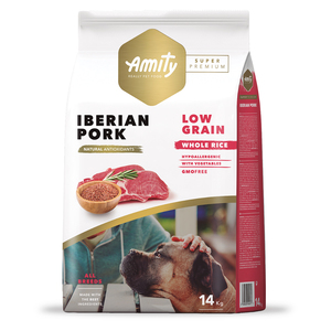 Amity Super Premium Alimento Natural Low Grain Iberian Pork Adult para Perro, 14 kg Amity Super Premium Alimento Natural Low Grain Iberian Pork Adult para Perro, 14 kg