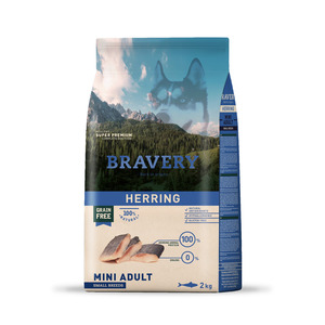 Bravery Alimento Natural Libre de granos para Perro Adulto Raza Pequeña Receta de Arenque, 2 kg Bravery Alimento Natural Libre de granos para Perro Adulto Raza Pequeña Receta de Arenque, 2 kg
